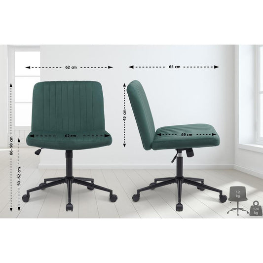  CLP Bureaustoel Kingman Zwart Frame - Fluweel - Groen