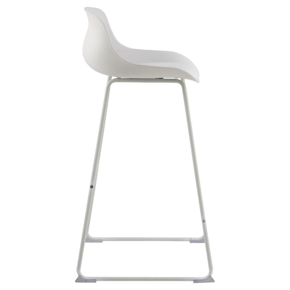  Barkruk Wit PU - Zithoogte 76cm - 43x49x94cm - Sithney - Set Van 2