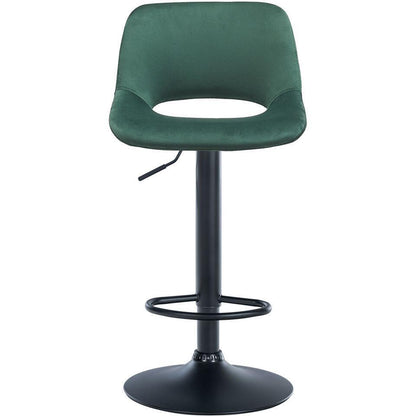  CLP Set Van 2 Barkruk Camden Mat Zwart Frame - Fluweel - Groen