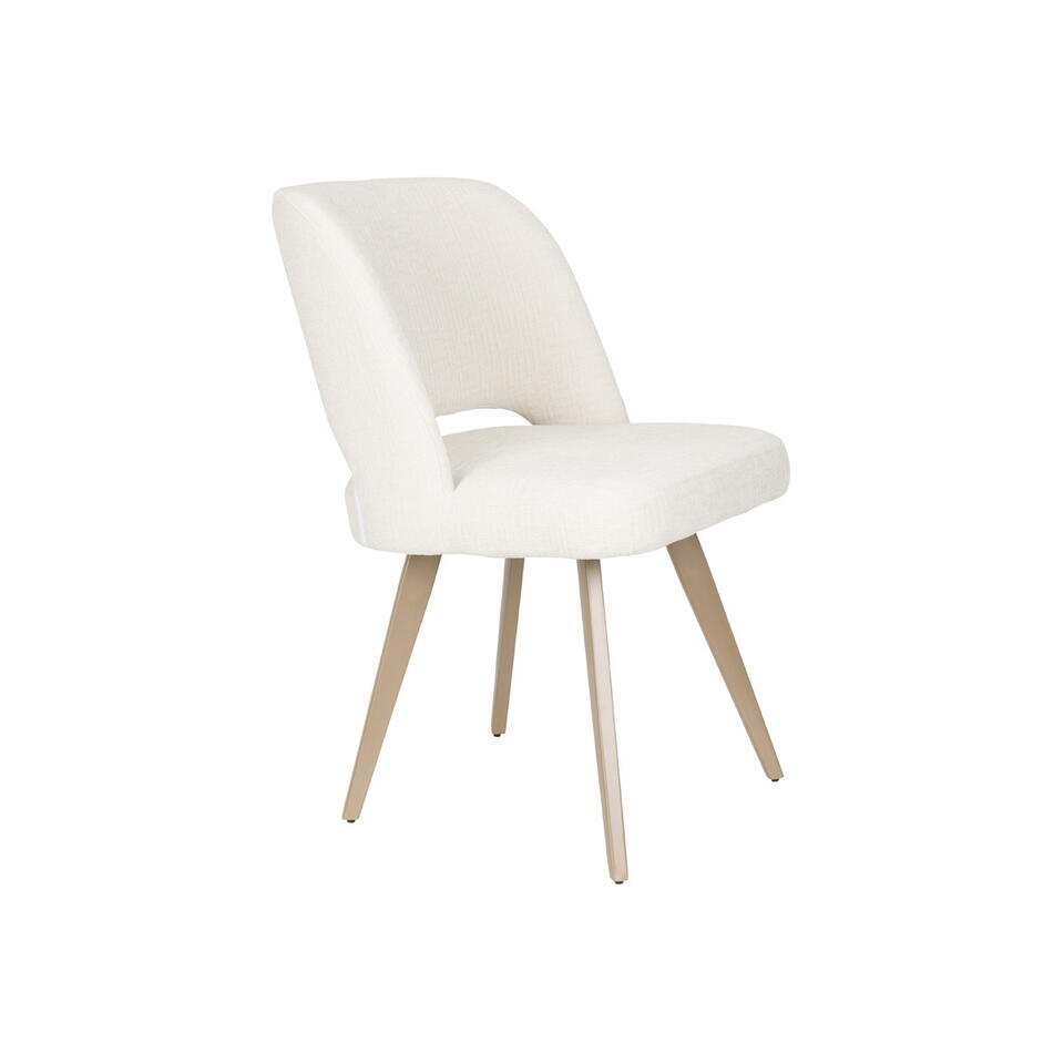  Eetkamerstoel Wit Stof - Zithoogte 48cm - 59,5x53x83,5cm - Yves - Set Van 2