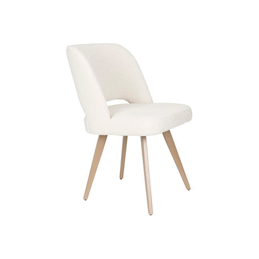  Eetkamerstoel Wit Stof - Zithoogte 48cm - 59,5x53x83,5cm - Yves - Set Van 2