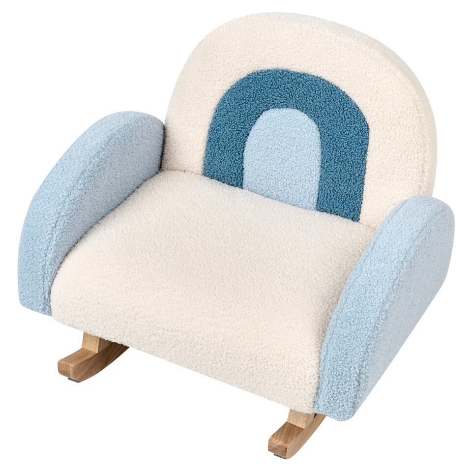  OMBO - Schommelstoel Voor Kinderen - Lichtblauw - Bouclé
