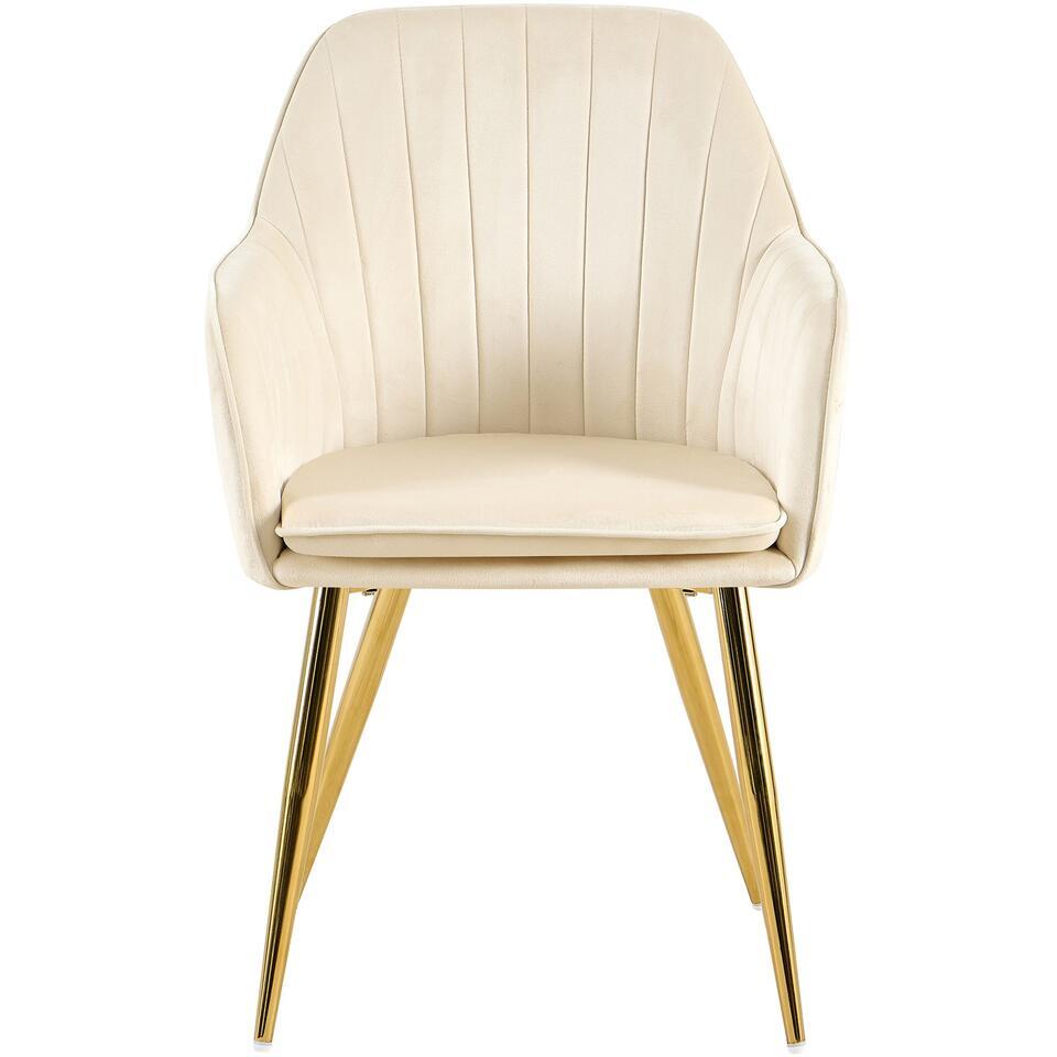  CLP Eetkamerstoel Cheryl Goud Frame - Metaal - Creme