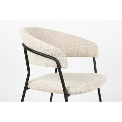  Housecraft Zeri Eetkamerstoelen Armleuning Off White/ Zwart - Set Van 2