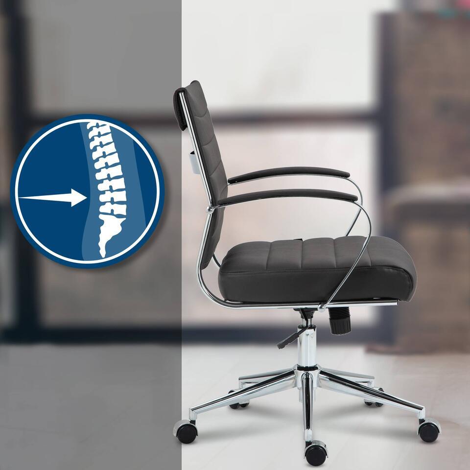  CLP Bureaustoel Oakland Chroom Frame - Echt Leer - Bruin