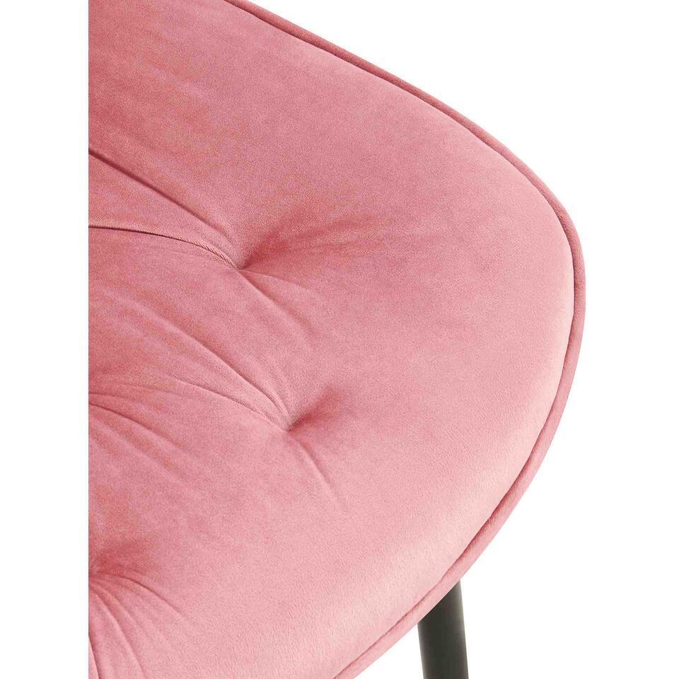  CLP Set Van 2 Eetkamerstoel Wallace Zwart Frame - Fluweel - Roze