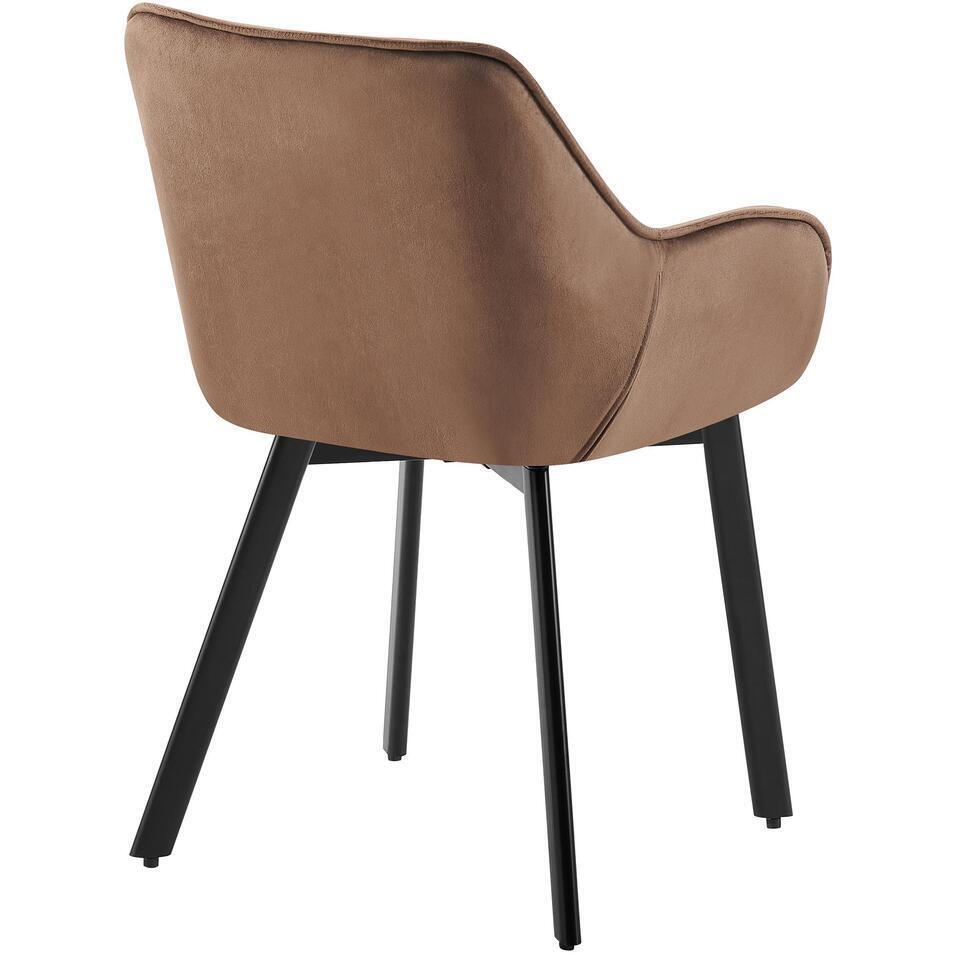  CLP Eetkamerstoel Antigo Zwart Frame - Fluweel - Bruin