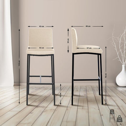  CLP Barkruk Freeport Zwart Frame - Stof - Creme