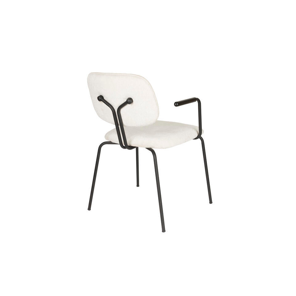  Housecraft Bouton Eetkamerstoel Met Armleuning Off White - Set Van 2