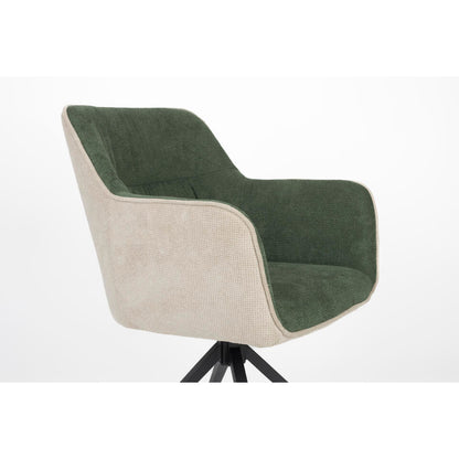  Housecraft Daley Eetkamerstoel Beige/Groen - Set Van 2