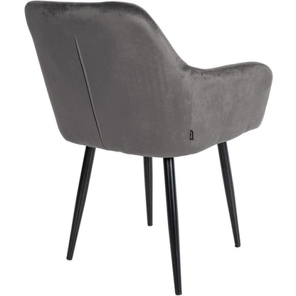  CLP Eetkamerstoel Stanley Zwart Frame - Fluweel - Donkergrijs