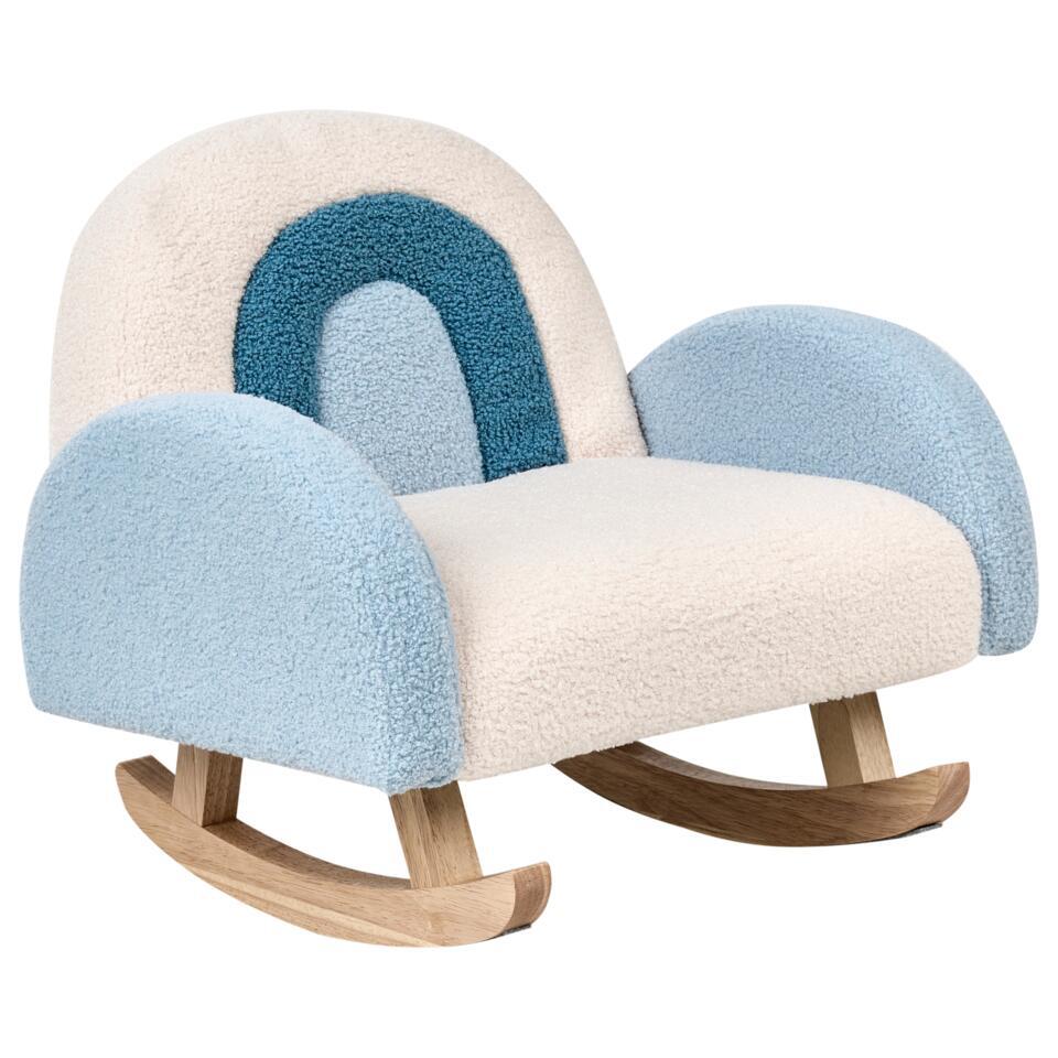  OMBO - Schommelstoel Voor Kinderen - Lichtblauw - Bouclé