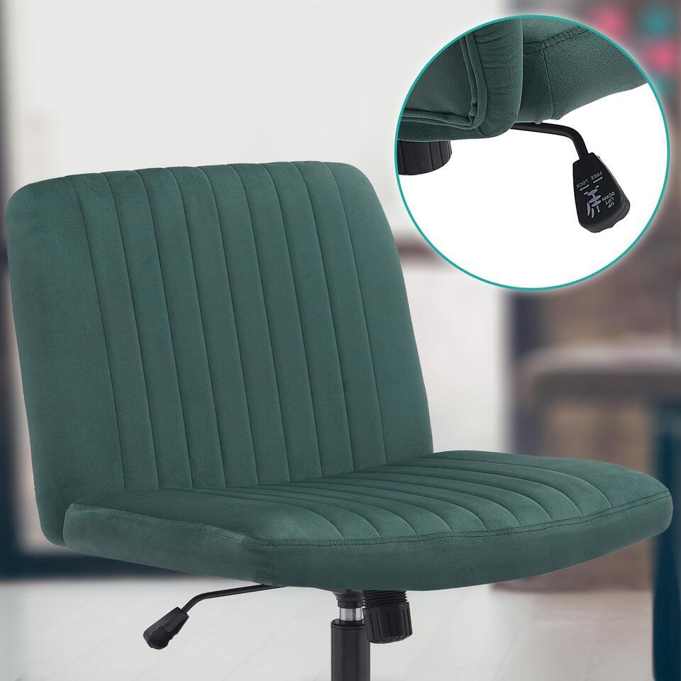  CLP Bureaustoel Kingman Zwart Frame - Fluweel - Groen