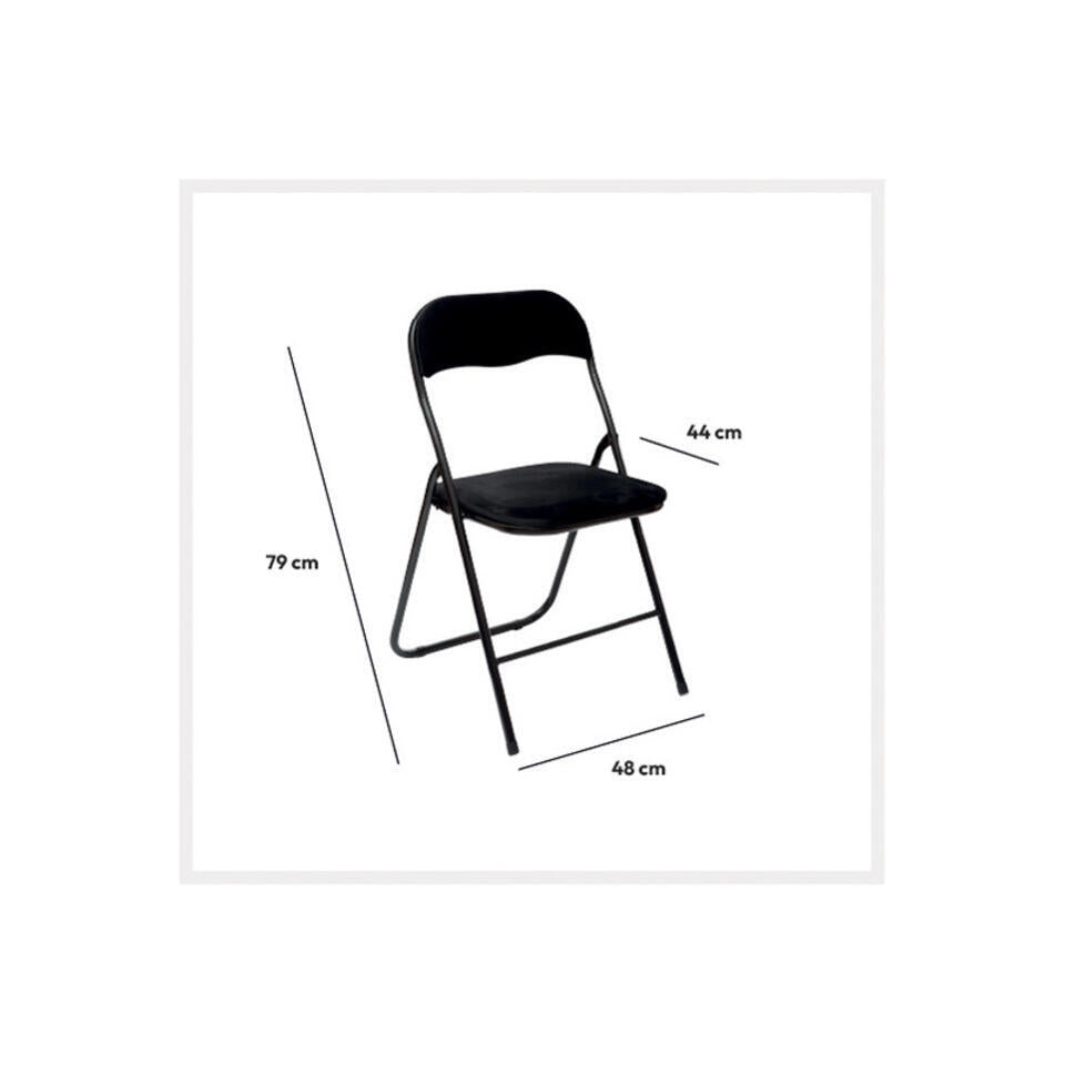  5Five Klapstoel Met Fluweel Zitting - Zwart/antraciet - 44 X 79cm