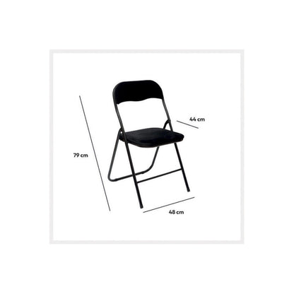  5Five Klapstoel Met Fluweel Zitting - Zwart/antraciet - 44 X 79cm