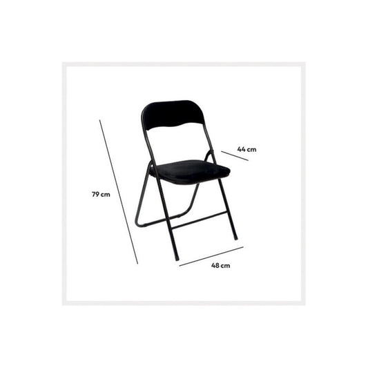  5Five Klapstoel Met Fluweel Zitting - Zwart/antraciet - 44 X 79cm