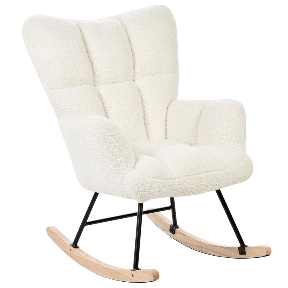  OULU - Schommelstoel - Wit - Bouclé