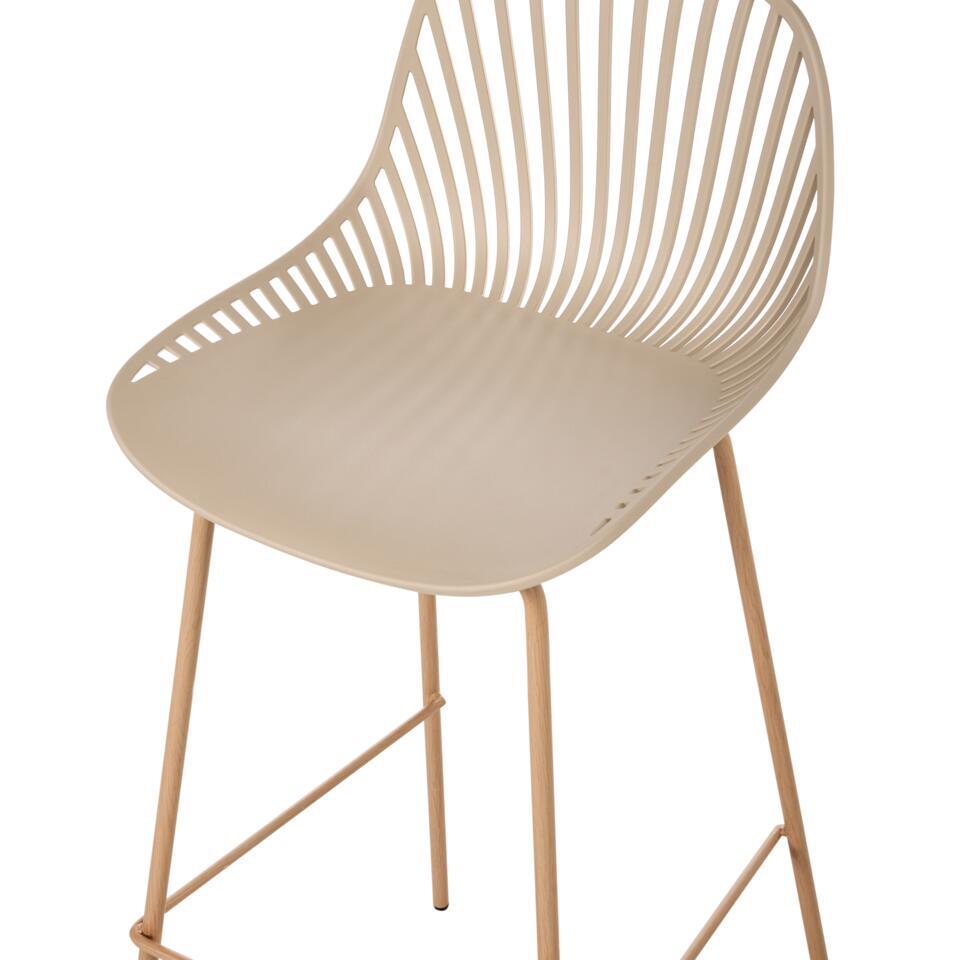  KLEVE - Set Van 4 Barstoelen - Beige - Synthetisch Materiaal