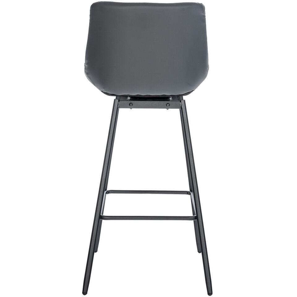  CLP Barkruk Weston Zwart Frame - Kunstleer - Grijs