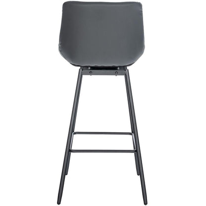  CLP Barkruk Weston Zwart Frame - Kunstleer - Grijs