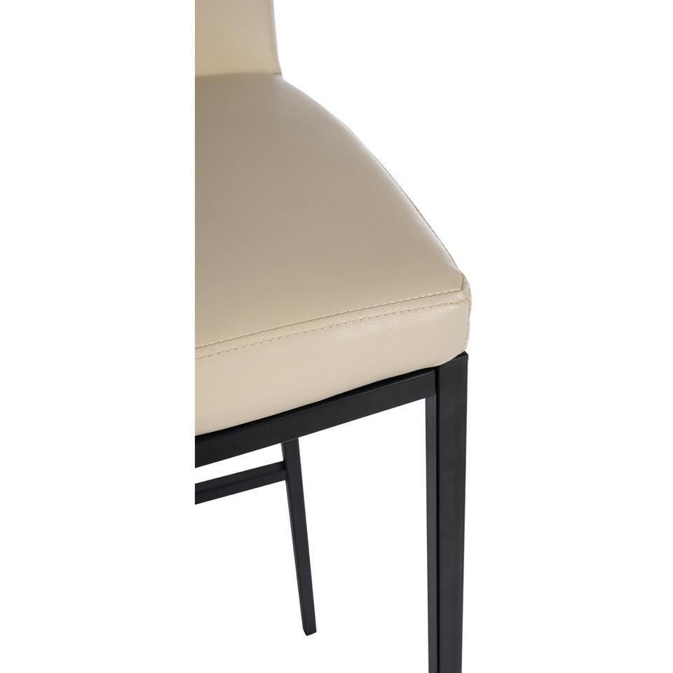  CLP Set Van 2 Barkruk Freeport Zwart Frame - Kunstleer - Creme