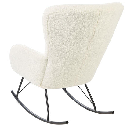  ANASET - Schommelstoel - Wit/Zwart - Bouclé