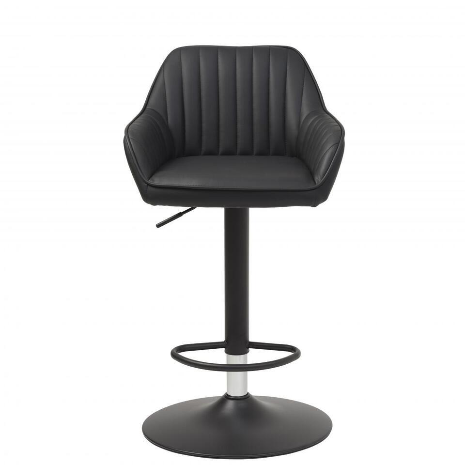  Nordic Home - Erik Draaibare Barstoel - Pu Leer - Zwart