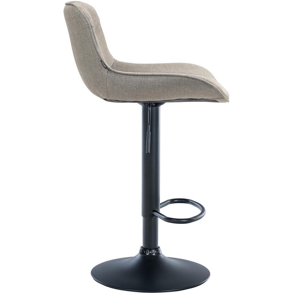  CLP Set Van 2 Barkruk Vonore Zwart Frame - Stof - Taupe
