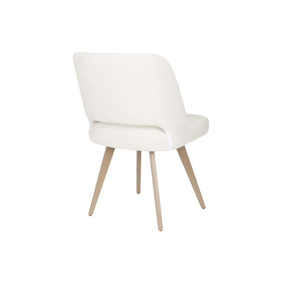  Eetkamerstoel Wit Stof - Zithoogte 48cm - 59,5x53x83,5cm - Yves - Set Van 2