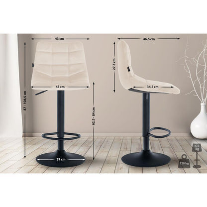  CLP Set Van 2 Barkruk Jerry Zwart Frame - Fluweel - Creme