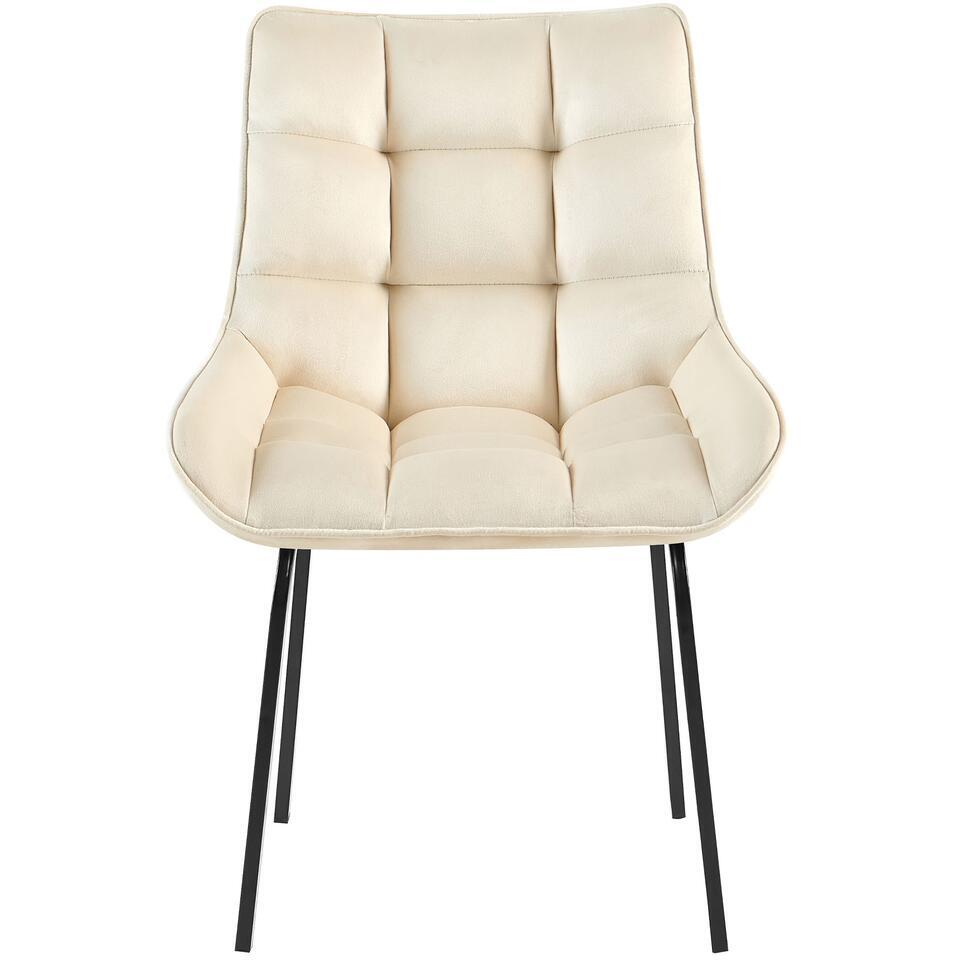  CLP Eetkamerstoel Saranda Zwart Frame - Fluweel - Creme