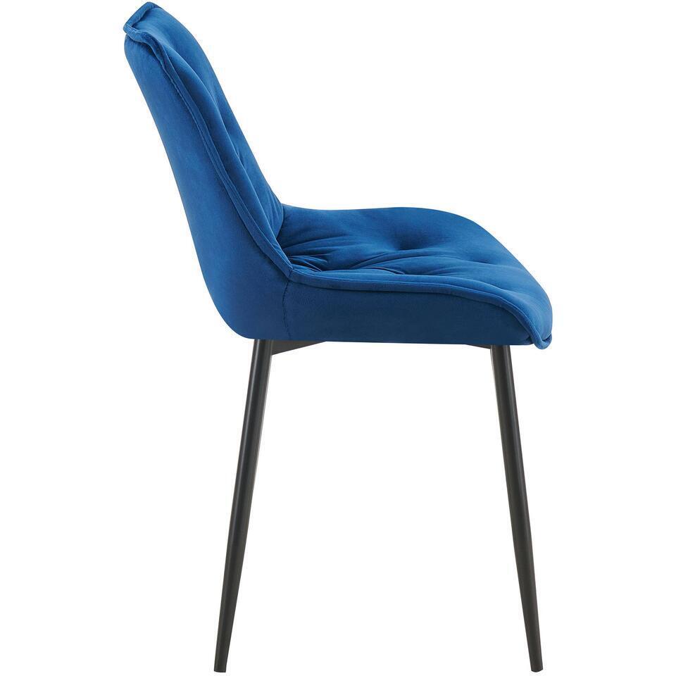  CLP Set Van 2 Eetkamerstoel Wallace Zwart Frame - Fluweel - Blauw