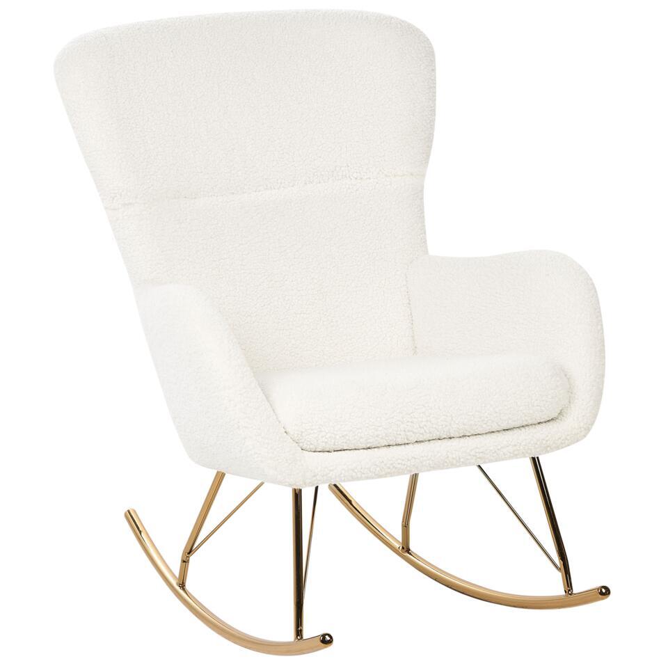  ANASET - Schommelstoel - Wit/Goud - Bouclé