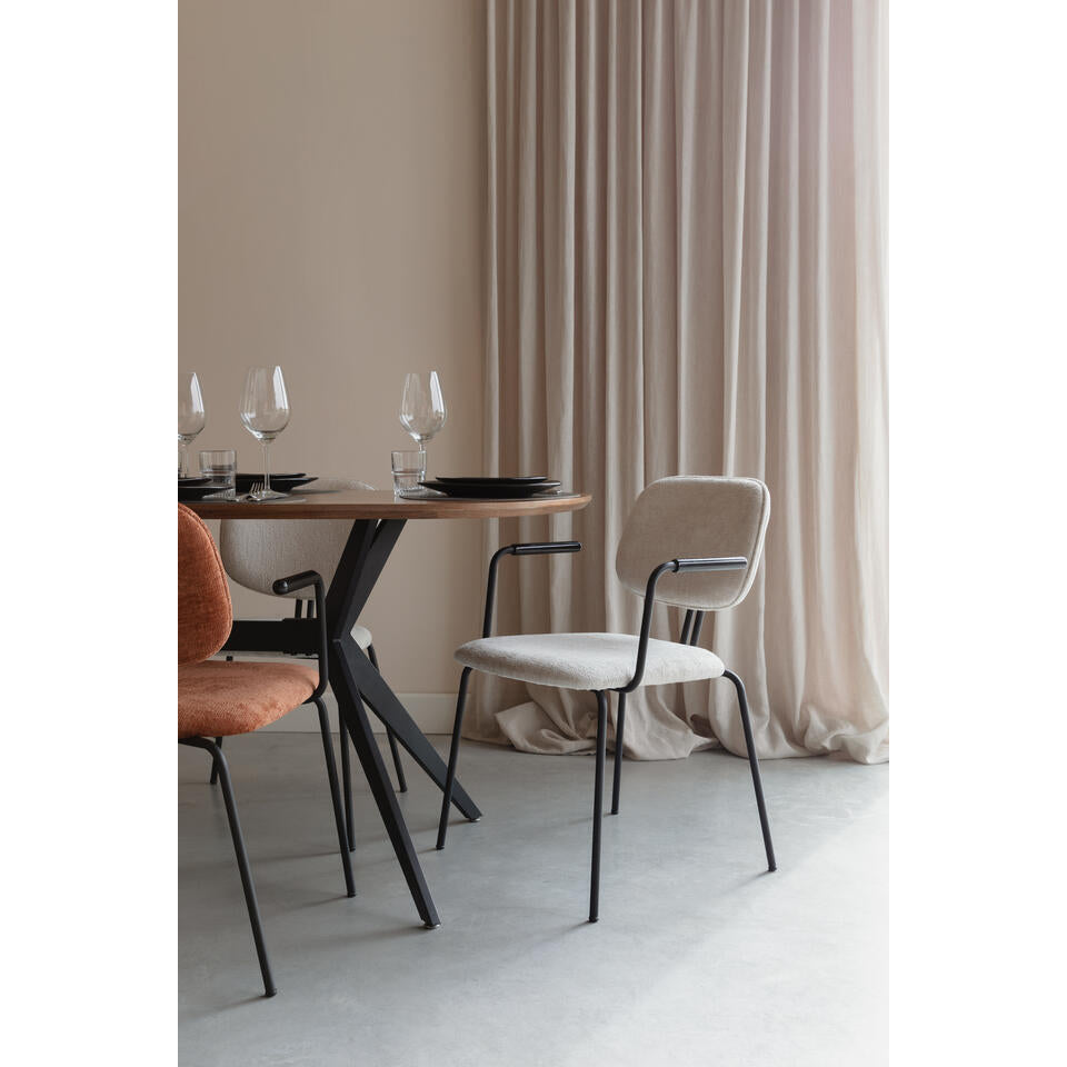  Housecraft Bouton Eetkamerstoel Met Armleuning Off White - Set Van 2
