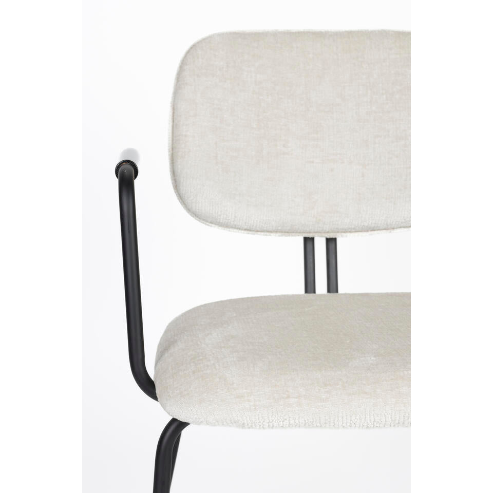  Housecraft Bouton Eetkamerstoel Met Armleuning Off White - Set Van 2
