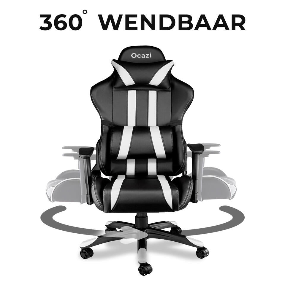  Ocazi Chicago Gaming Stoel - Bureaustoel - Zwart/Wit