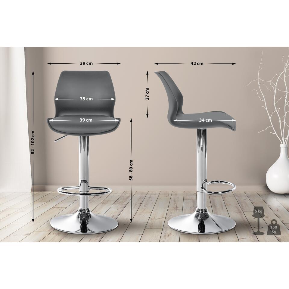  CLP Set Van 2 Barkruk Gilbert Chroom Frame - Kunststof - Grijs