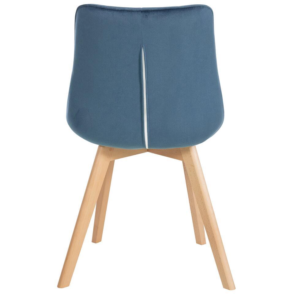  CLP Eetkamerstoel Brook Natura Frame - Fluweel - Blauw