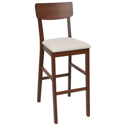  AMBLER - Barkruk Set Van 2 - Lichtbeige - Hout