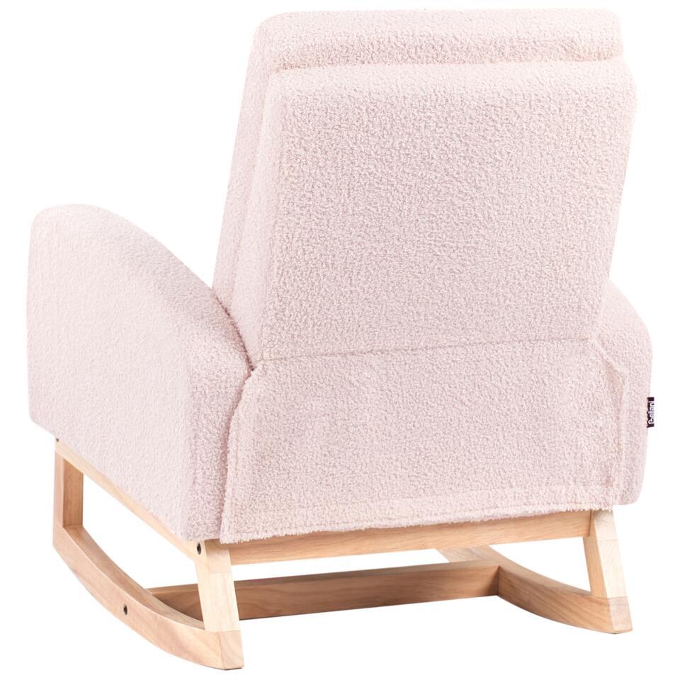 NORBY - Schommelstoel Voor Kinderen - Pastelroze - Bouclé