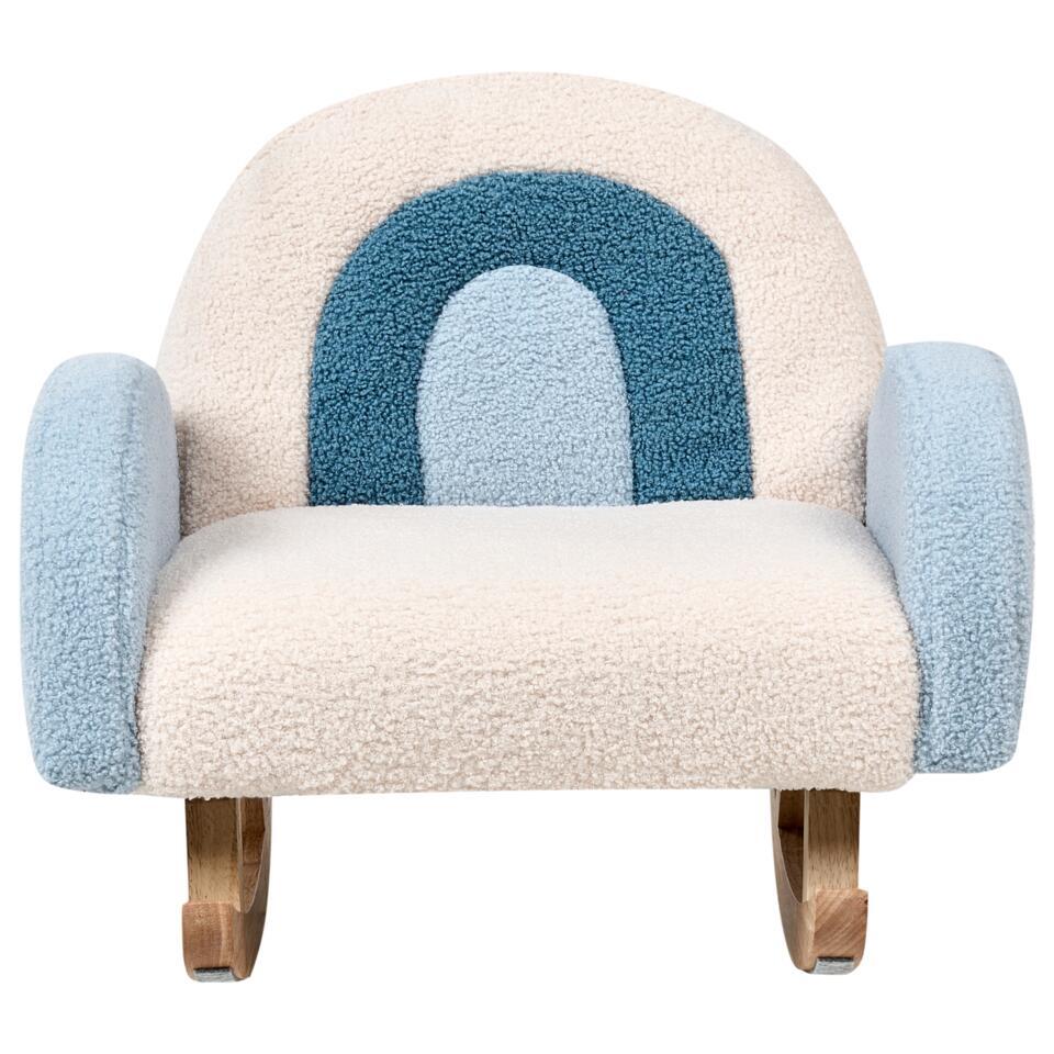  OMBO - Schommelstoel Voor Kinderen - Lichtblauw - Bouclé