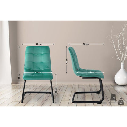  CLP Eetkamerstoel Vermont Mat Zwart Frame - Metaal - Groen