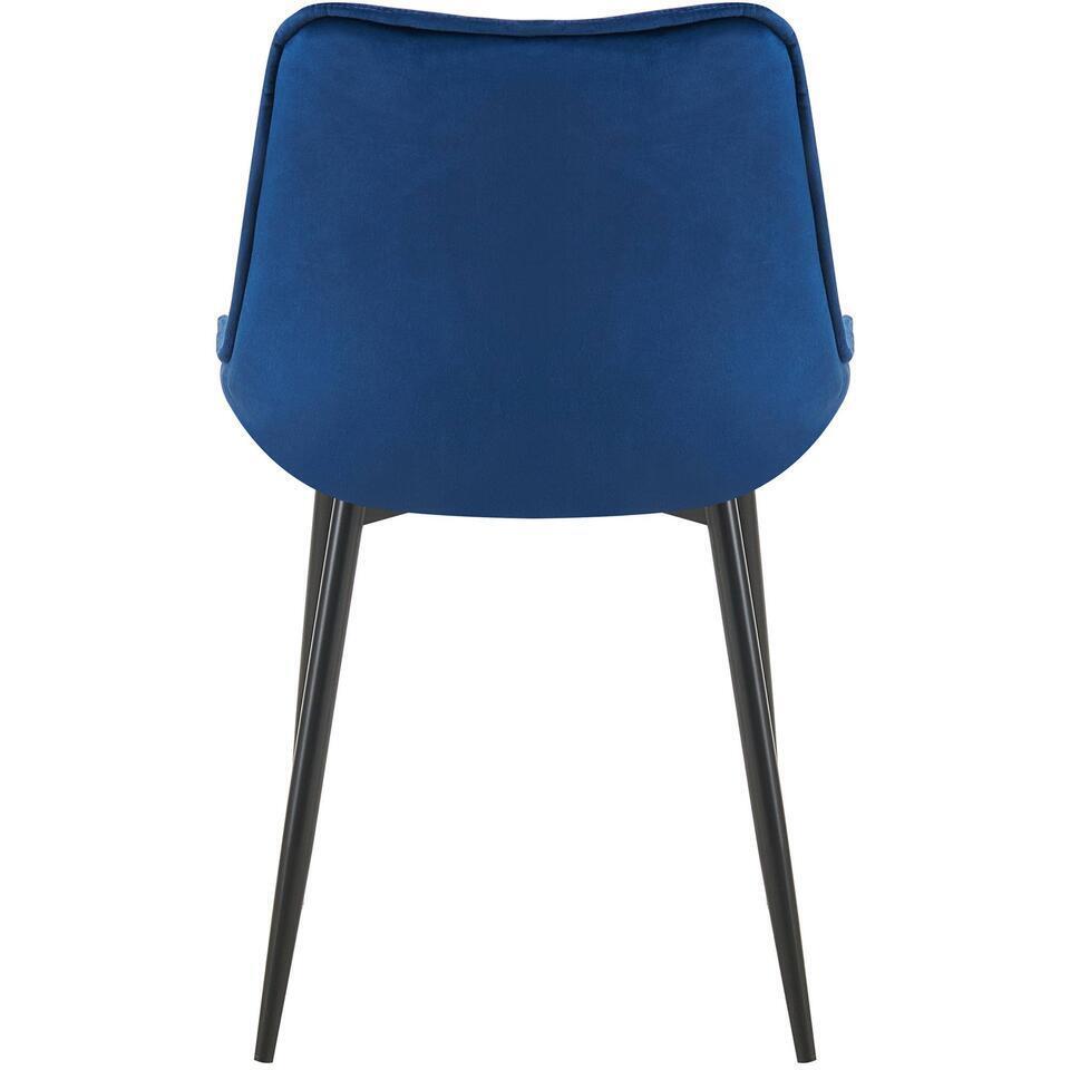  CLP Set Van 2 Eetkamerstoel Wallace Zwart Frame - Fluweel - Blauw
