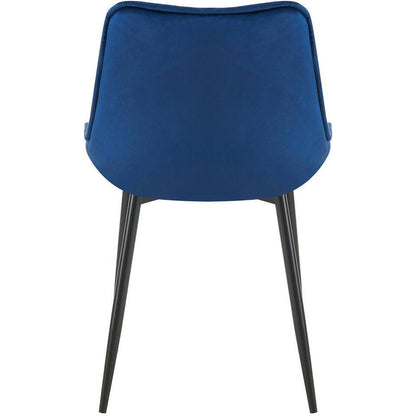 CLP Set Van 2 Eetkamerstoel Wallace Zwart Frame - Fluweel - Blauw