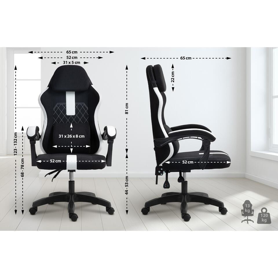  CLP Bureaustoel Miltona Zwart Frame - Stof - Zwart/wit