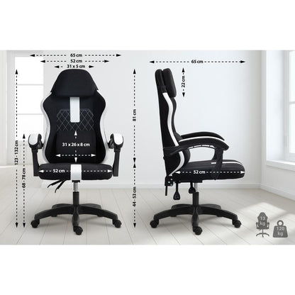  CLP Bureaustoel Miltona Zwart Frame - Stof - Zwart/wit
