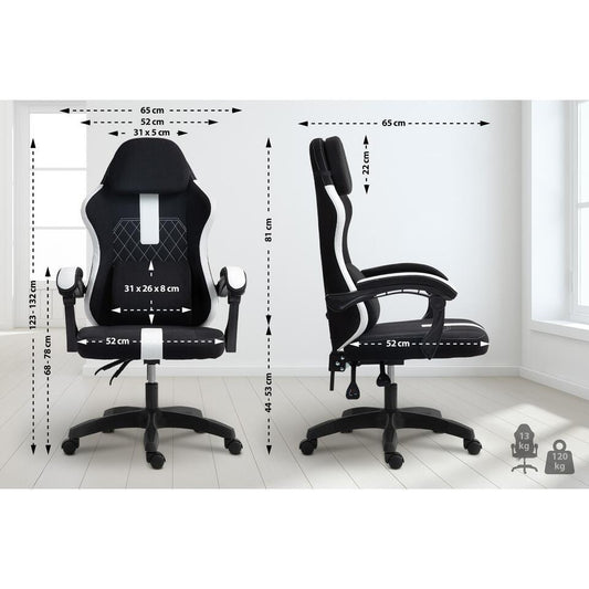  CLP Bureaustoel Miltona Zwart Frame - Stof - Zwart/wit