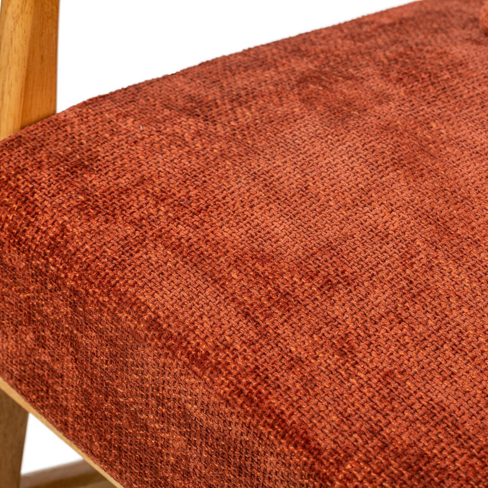  Schommelstoel Van Massief Hout En Terracotta Stof