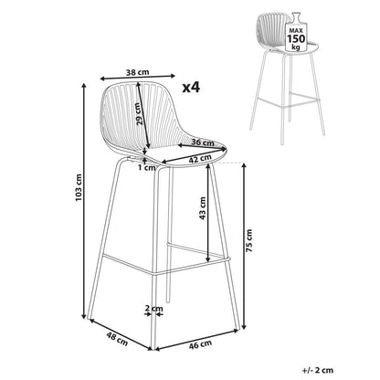  KLEVE - Set Van 4 Barstoelen - Beige - Synthetisch Materiaal