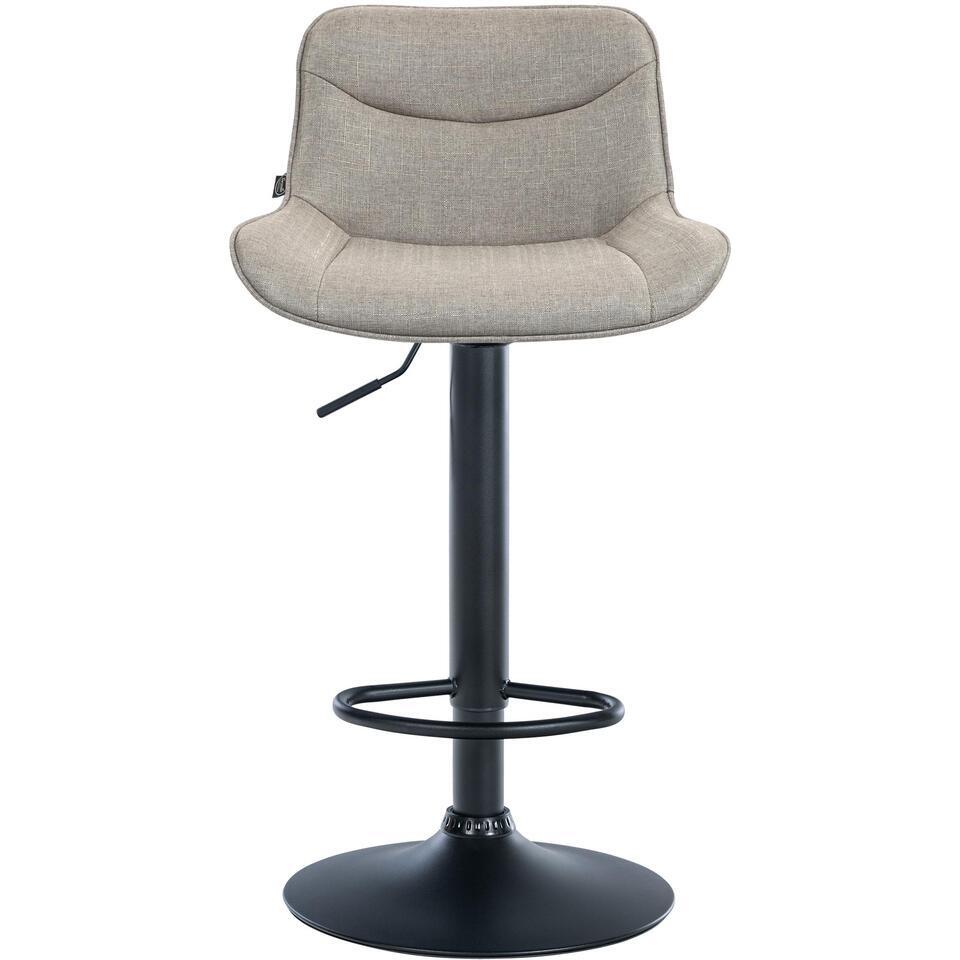  CLP Set Van 2 Barkruk Vonore Zwart Frame - Stof - Taupe